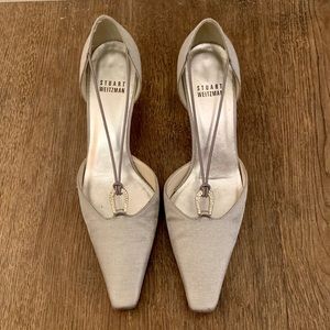 Stuart Weitzman silver kitten heels 7 NWOT